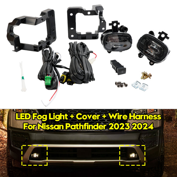 Luz antiniebla LED del parachoques delantero + cubierta + arnés de cables para Nissan Pathfinder 2023 2024