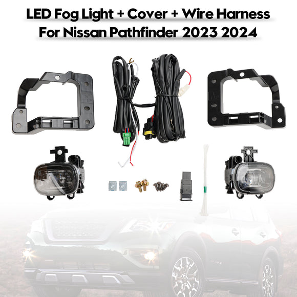 Luz antiniebla LED del parachoques delantero + cubierta + arnés de cables para Nissan Pathfinder 2023 2024