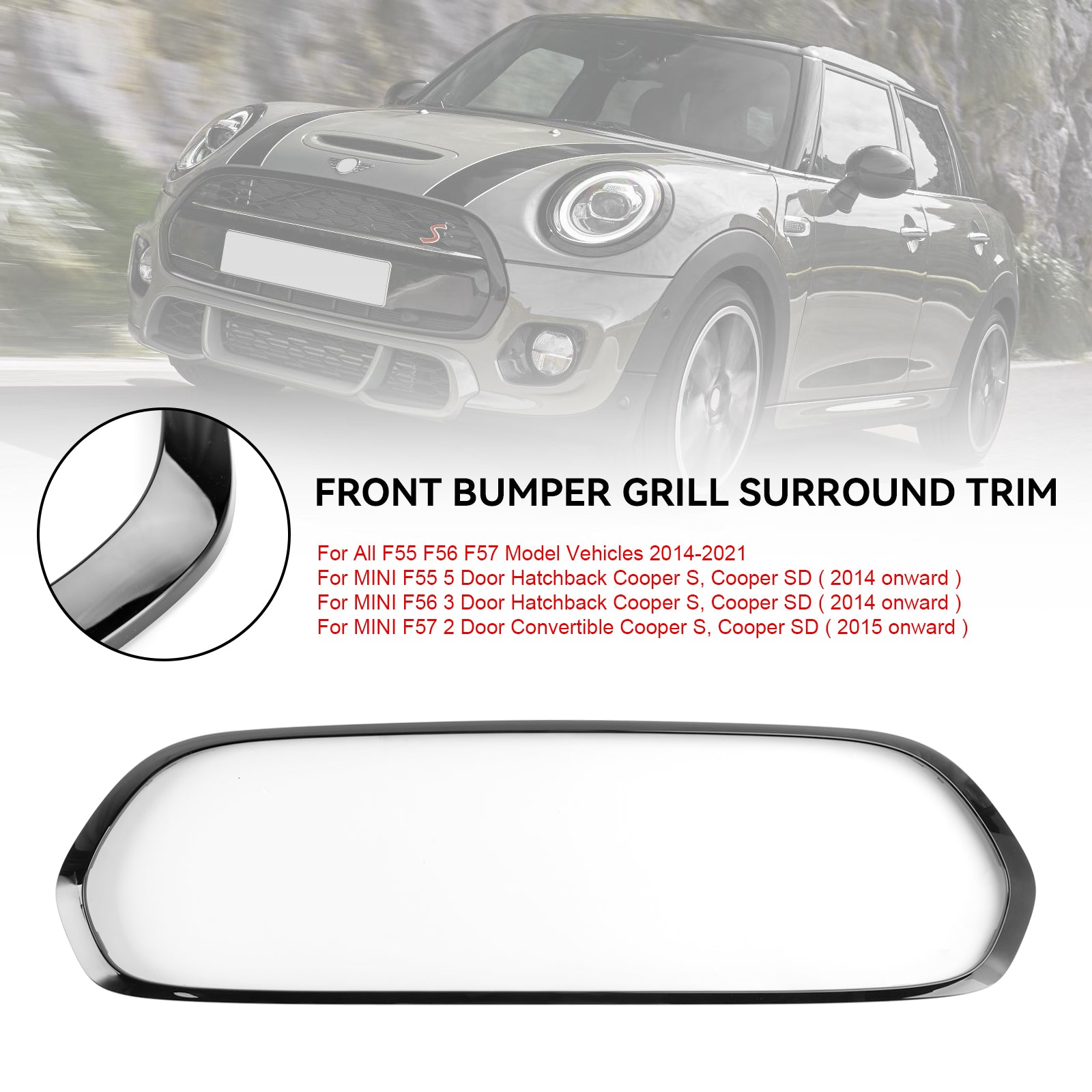 Mini F56 3 portes à hayon Cooper S, Cooper SD 2014-2021 Grille de calandre avant 51137449207 générique