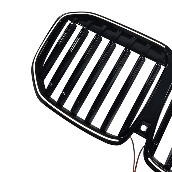 Zwart Enkele Lijn Voorbumper Grille Grill Fit BMW X7 G07 2023-2026 W/LED