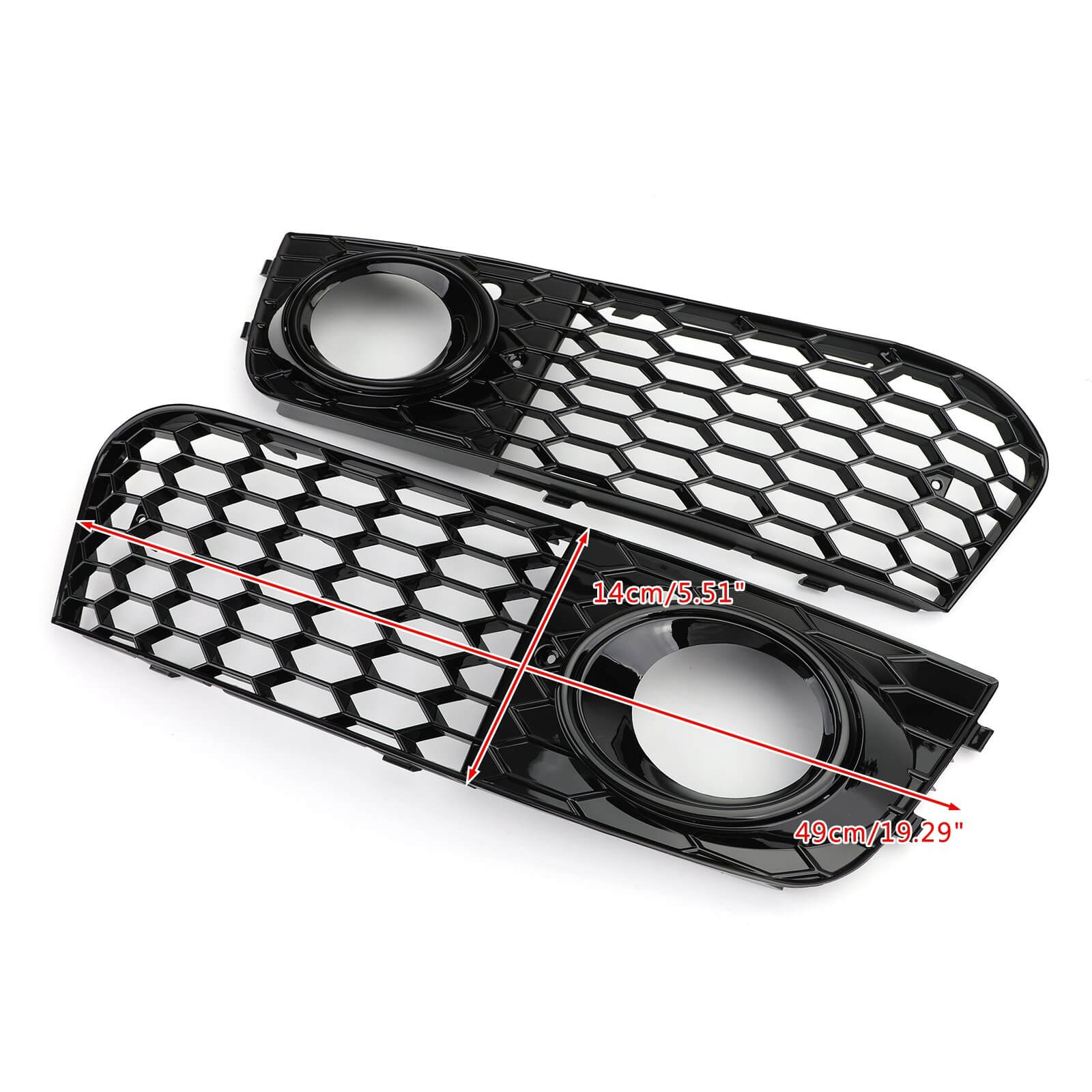 Audi 2009-2012 A4 B8 Pair Honeycomb Mesh Fog Light Open Vent Grill Intake