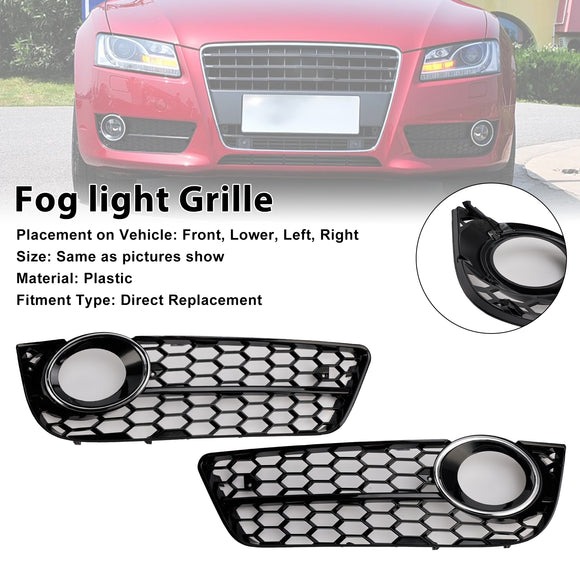 Audi A5 Standart 2007-2012 Pair Honeycomb Front Fog Light Cover Grille Chrome Grill
