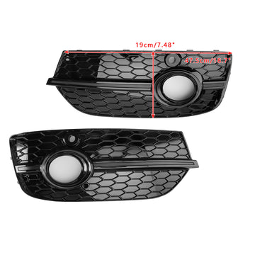 RSQ3 Style Honeycomb Front Fog Light Covers Fit Audi Q3 2013-2015 Gloss Black - 0