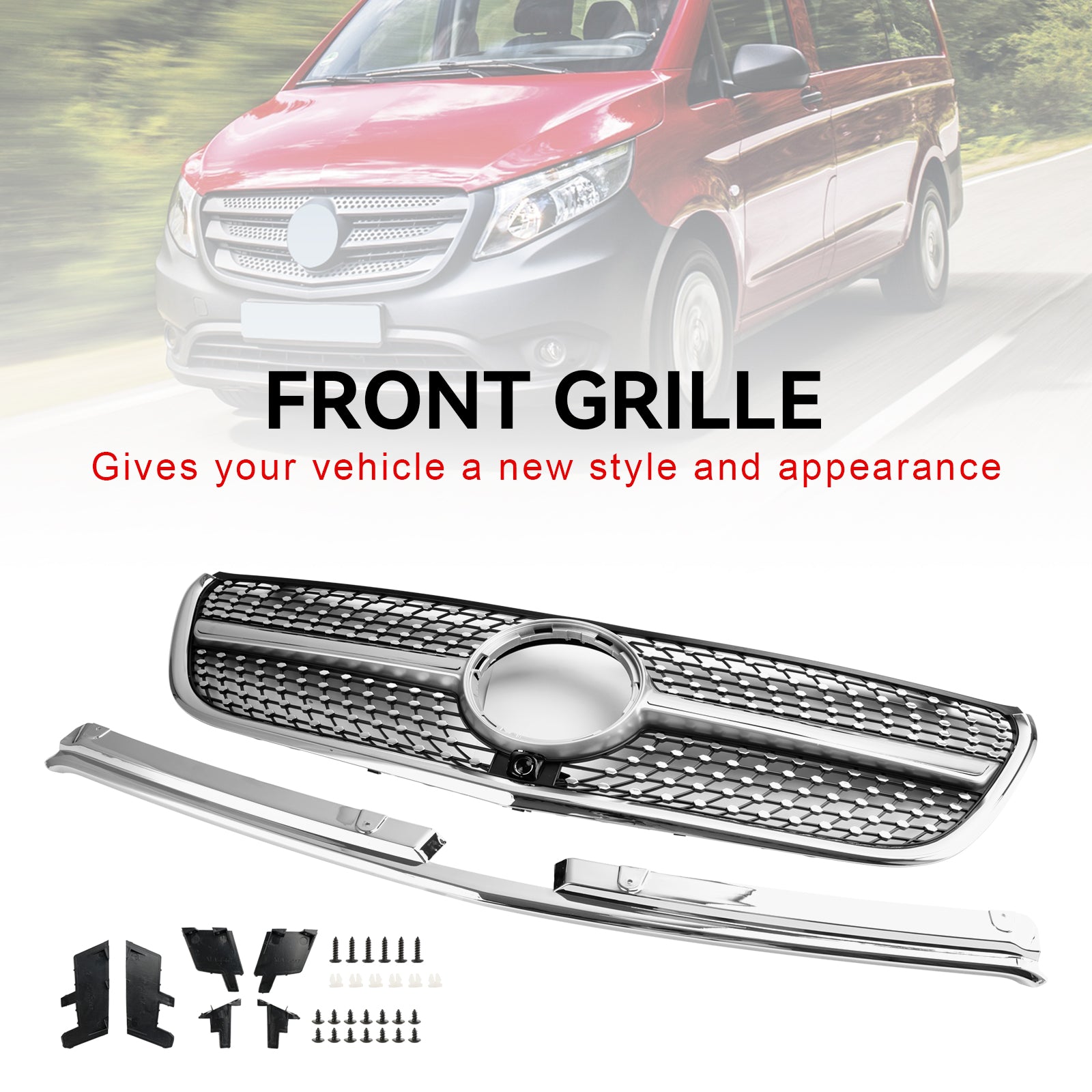 Grille de pare-chocs avant en diamant pour Mercedes Benz Vito W447 111CDI 114CDI 116CDI 119CDI 2015-2019