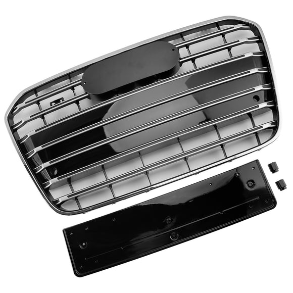 Rejilla de parachoques delantero estilo S6 compatible con Audi A6 C7 2012-2015 cromada