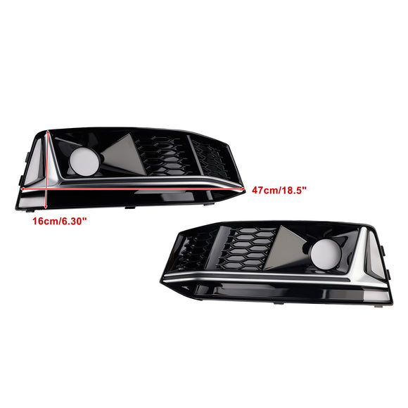 2 STUKS Zwart Chrome Voorbumper Mistlamp Grille Grill Fit Audi A4 B9 S4 2016-19