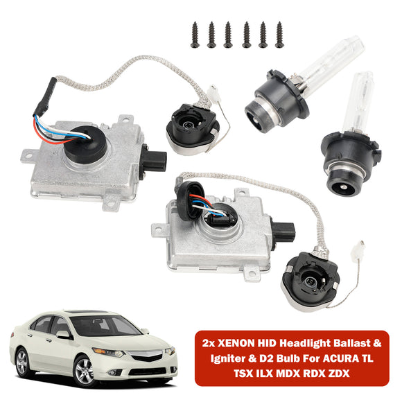 2x XENON HID Headlight Ballast & Igniter & D2 Bulb 33119TA0003 33129SNB003 For Acura / Honda / Mazda / Mitsubishi 2006-2019