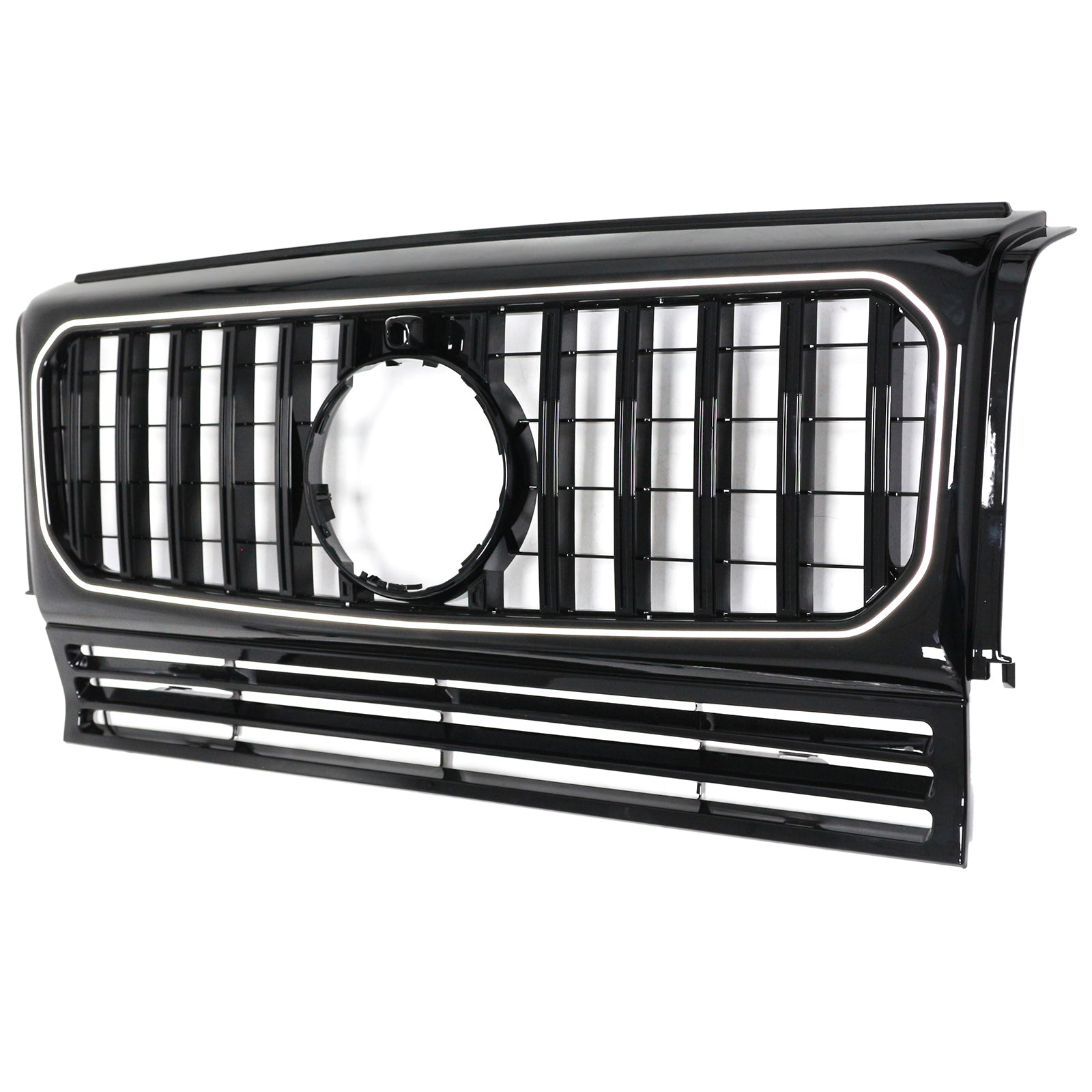 1990-2018 Mercedes Benz Classe G W463 Calandre avant noire brillante Remplacement du pare-chocs avant Grille noire avec éclairage LED