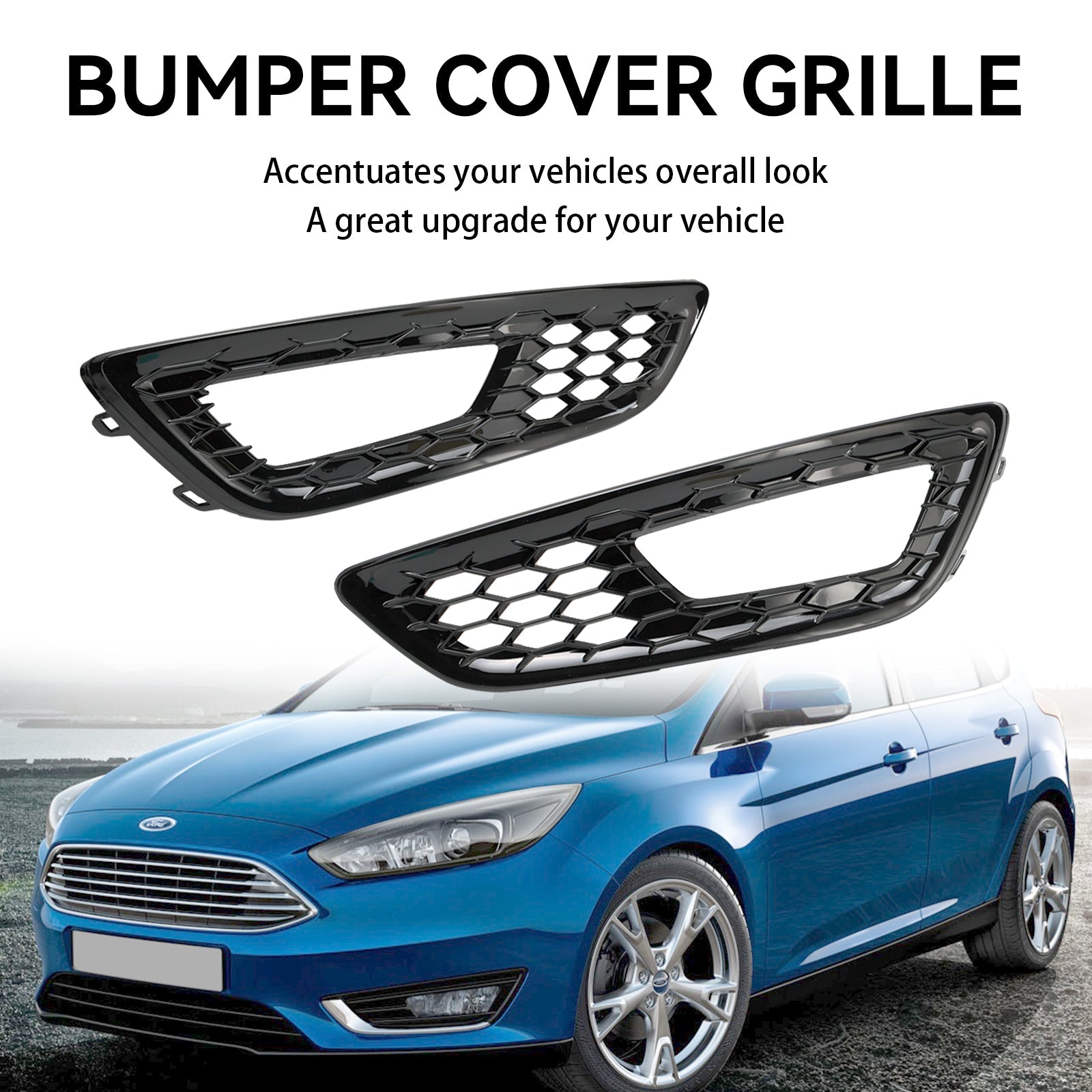 Ford 2015-2018 Focus F1EZ15266D F1EZ15266G 2PCS Front Bumper Fog Light Lamp Cover Bezel Grille