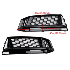 Audi A4 Sline/S4 B9 2016-2018 2 peças Grade inferior em favo de mel para para-choque dianteiro, cobertura do farol de neblina, grade preta 8W0 807 681 F 8W0 807 682 F - 0