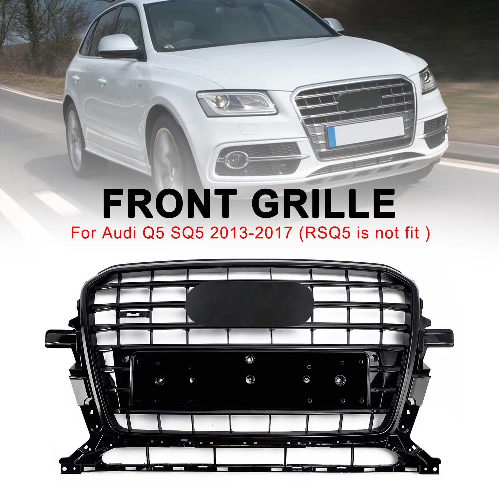 Parrilla deportiva hexagonal de malla de panal de abeja negra estilo RSQ5 para Audi Q5 SQ5 2013-2017