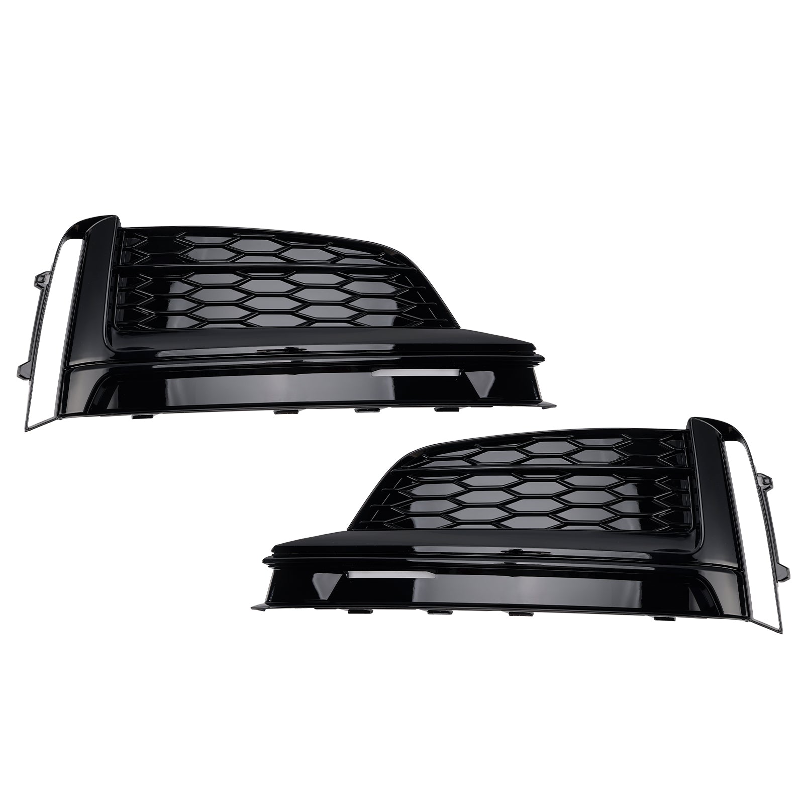 Front Bumper Fog Light Honeycomb Grille Cover Glossy Black Grill Fit Audi A5 S-Line S5 2017-2019