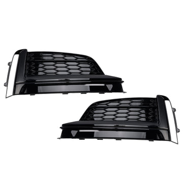 Voorbumper Mistlamp Honingraat Grille Cover Glanzend Zwart Grill Fit Audi A5 S-Lijn S5 2017-2019