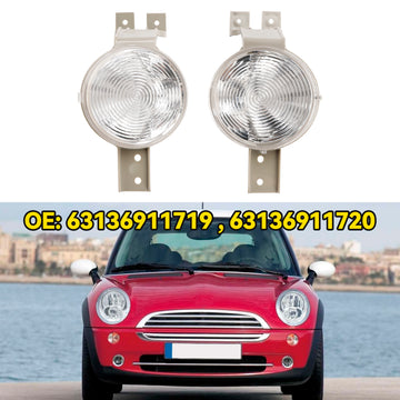 Pair of Front Indicator Light Lamp Flasher Clear Lens for Mini Cooper - 0