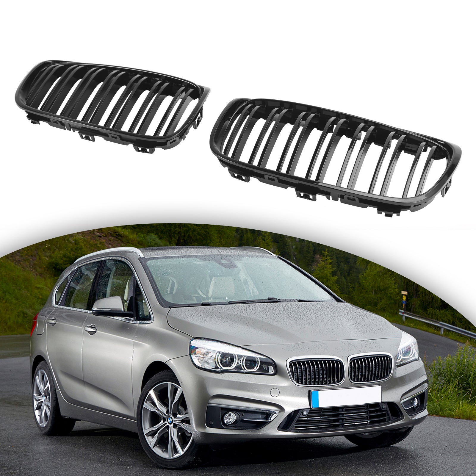 BMW 2 Series F45 F46 218d/220d/218i/M240i 2015-2018 Pre-Facelift Front Grill Gloss Black Grille