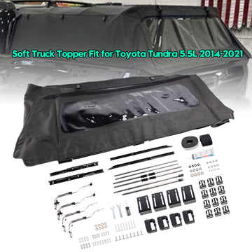 Truck Bed Soft Truck Topper for Toyota Tundra 2014-2021 5.5FT Bed Pickup Bed Cap Oxford Fabric with Clear Windows Built-In Storage Boot 1640mm×1594mm - 0