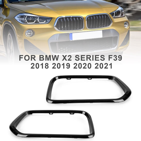 2018-2023 BMW X2 F39 sDrive18i/xDrive20i/sDrive20i/xDrive25e/M35i Embellecedor de cubierta de marco de parrilla de parachoques delantero negro brillante