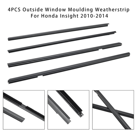 4PCS Outside Window Moulding Weatherstrip For Honda Insight 2010-2014