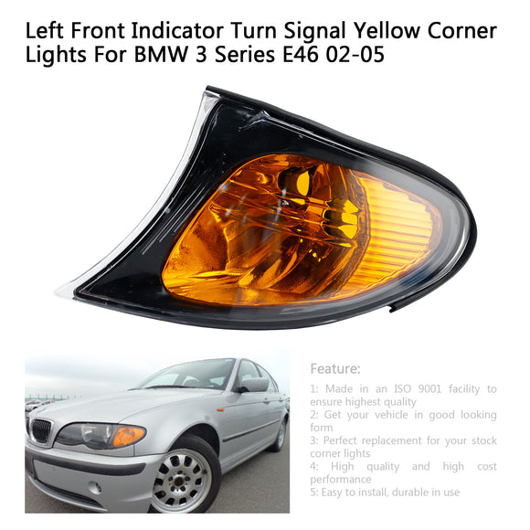Luces de esquina amarillas de señal de giro delantera izquierda aptas para BMW Serie 3 E46 02-05