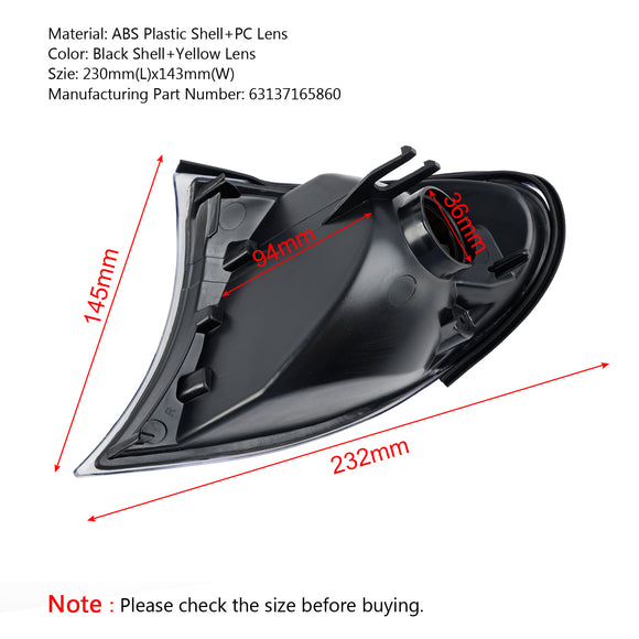 Indicador frontal derecho, señal de giro, luz de esquina amarilla, compatible con BMW Serie 3 E46 02-05