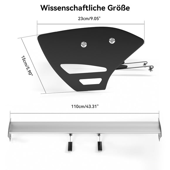 Universal Hatch Adjustable Aluminum GT Rear Trunk Wing Racing Spoiler Silver 15#