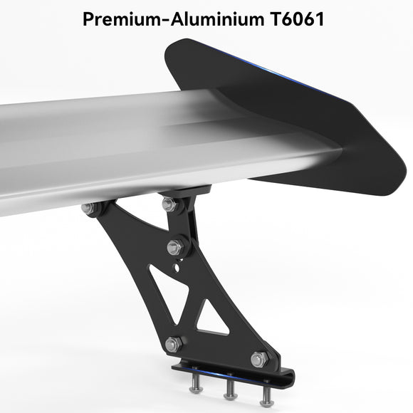 135cm Universal Hatch Adjustable Aluminum GT Rear Trunk Racing Spoiler Wing Silver
