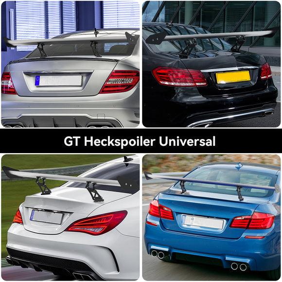 135cm Universal Hatch Adjustable Aluminum GT Rear Trunk Racing Spoiler Wing Silver
