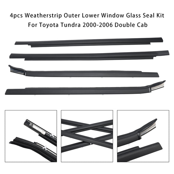 Toyota Tundra Double Cab 2000-2006 4pcs Weatherstrip Outer Lower Window 75720-0C010 75710-0C010