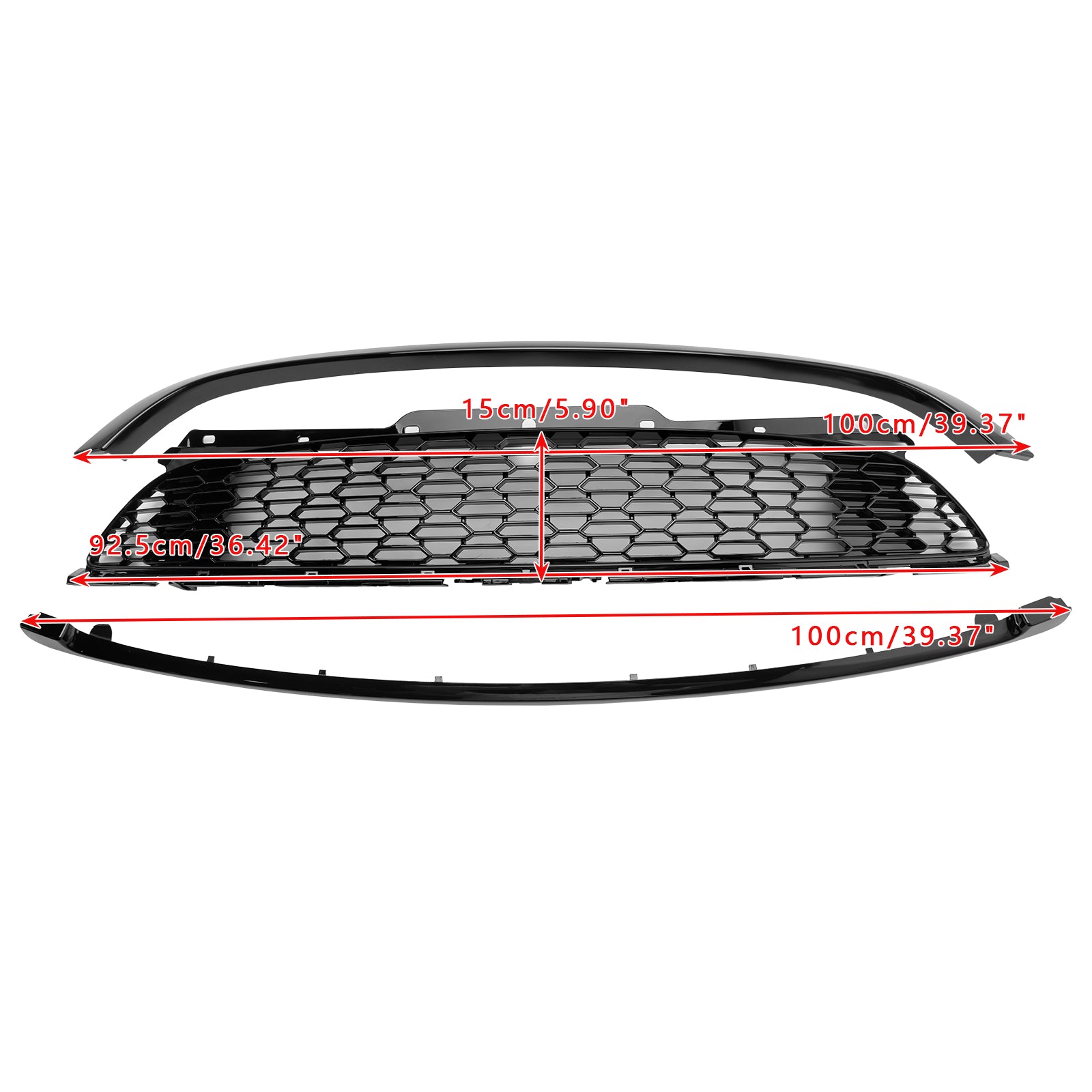 Mini Cooper S R55 R56 R57 R58 R59 2007-2015 JCW Style 3PCS Gloss Black Front Grill Replacement Grille - 0