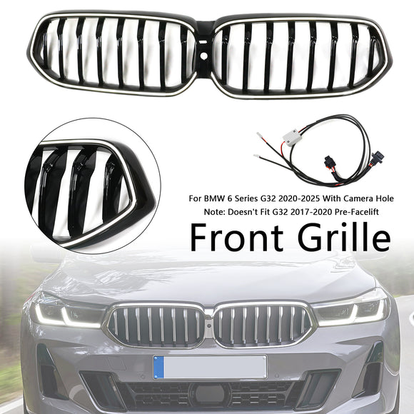Grade frontal preta brilhante em forma de rim para BMW Série 6 G32 2020-2025