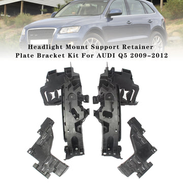 Headlight Mount Support Retainer Plate Bracket Kit For AUDI Q5 2009-2012 - 0