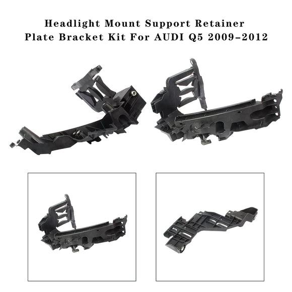 Headlight Mount Support Retainer Plate Bracket Kit For AUDI Q5 2009-2012