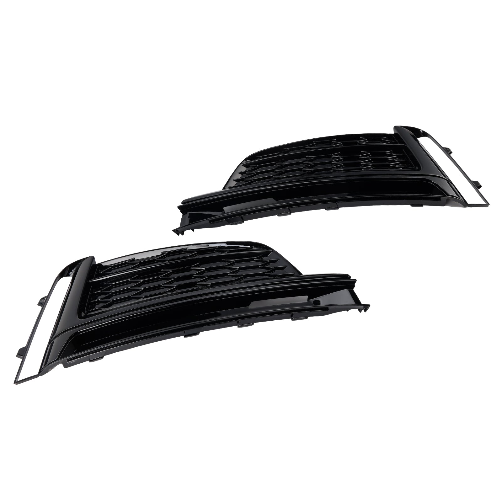 Front Bumper Fog Light Honeycomb Grille Cover Glossy Black Grill Fit Audi A5 S-Line S5 2017-2019