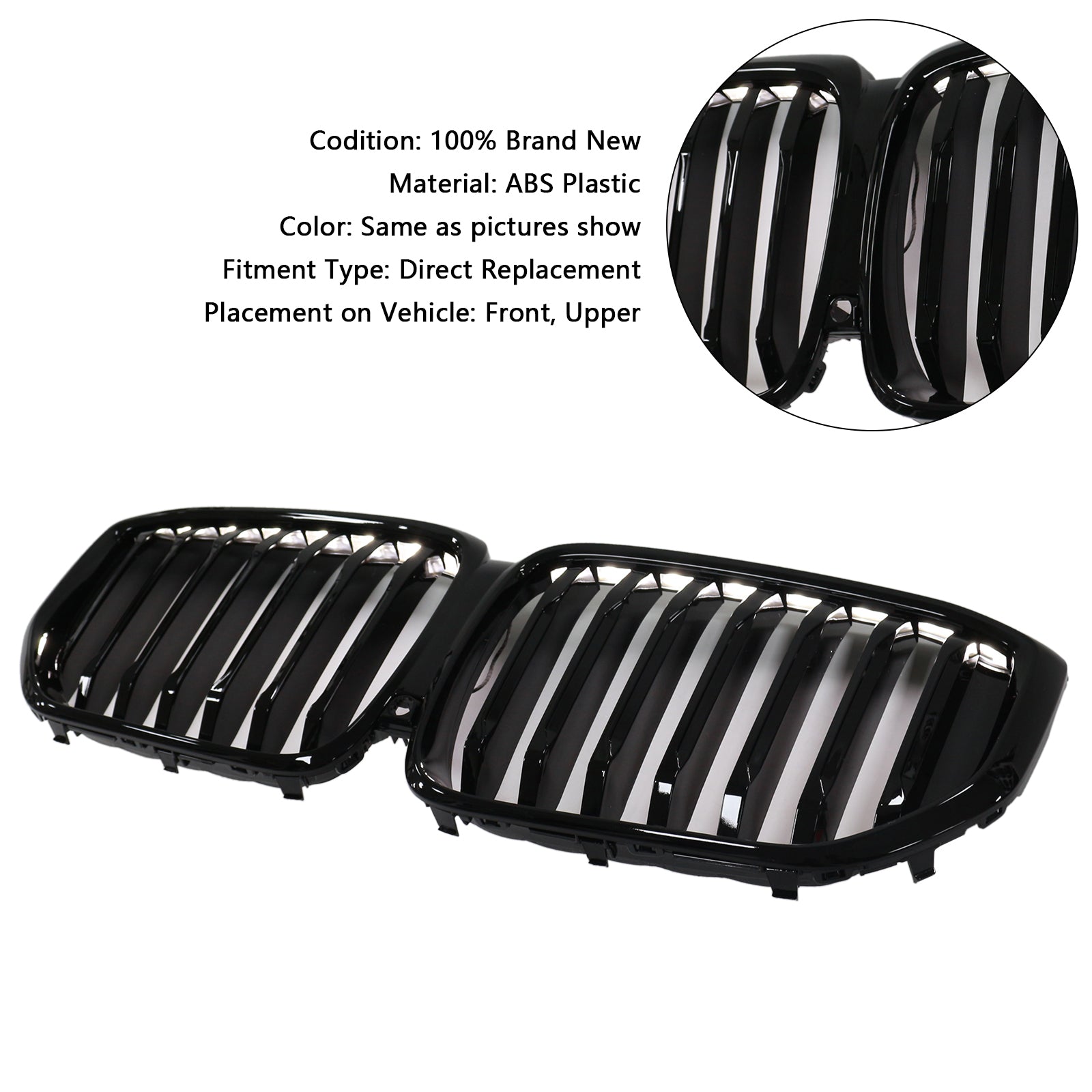 Gloss Black Front Kidney Grille Grill Fit BMW X5 G05 2019-2022 M-Performance