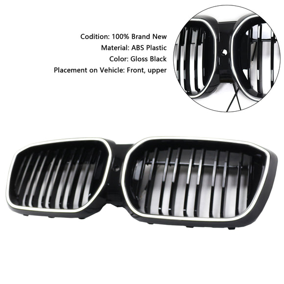 Double Slat Black Front Kidney Grill Grille Fit BMW IX3 G08 LCI 2022-2024
