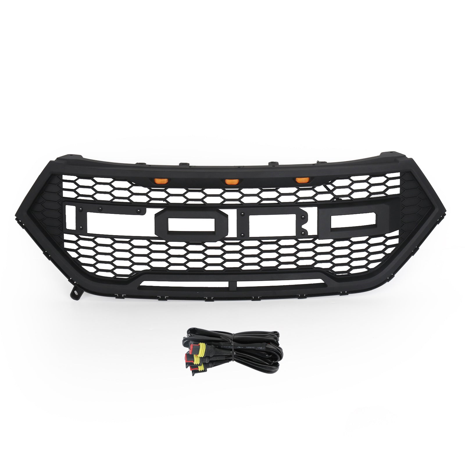 Ford Edge 2015-2018 Raptor Style Grill Front Bumper Black Grille W/ LED Light & Letter