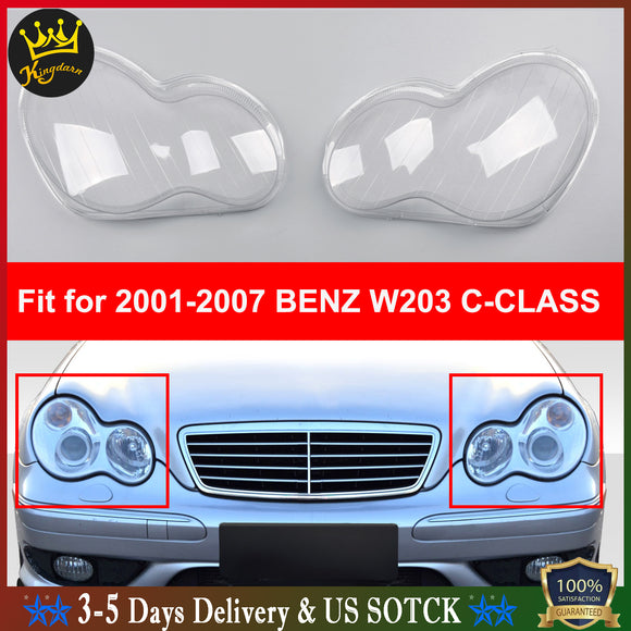 Scheinwerfer-Linsengehäuse-Kunststoffabdeckung links + rechts für Mercedes-Benz 2001–2007 W203 C-Klasse