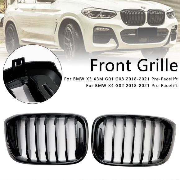 Griglia a rene anteriore nera lucida Griglia a rete adatta per BMW X4 G02 X3 G01 G08 2018-2021