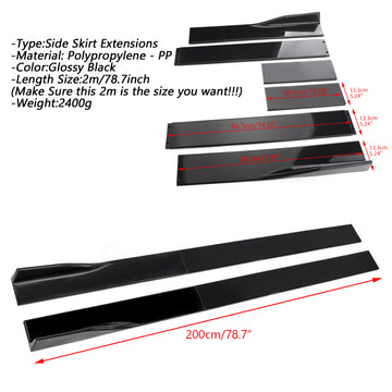 Pair of Side Skirts Extensions Splitters Glossy Black For BMW VW Golf MK5 MK6 MK7 CC Ford Mustang Focus RS ST - 0