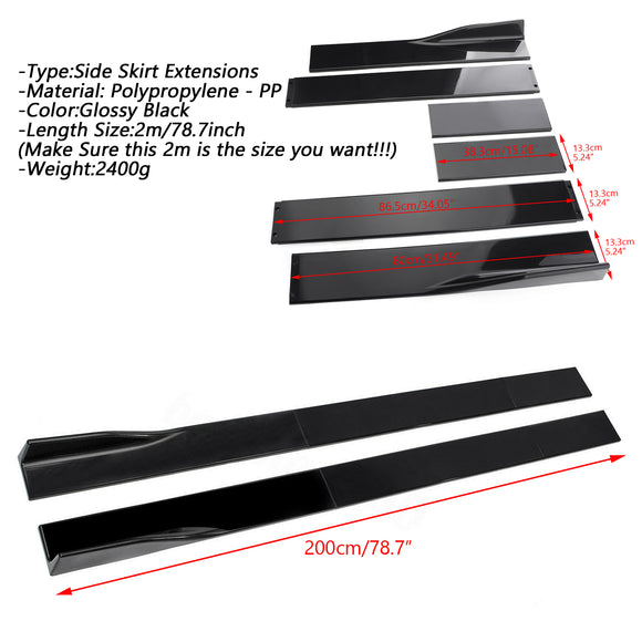 Paar Seitenschwellerverlängerungen, Splitter, glänzend schwarz, für BMW VW Golf MK5 MK6 MK7 CC Ford Mustang Focus RS ST