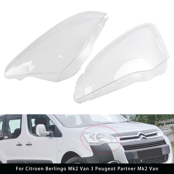 Linke + rechte Scheinwerferlinsenabdeckung für Citroen Berlingo Mk2 Van 3 Peugeot Partner Mk2 Van