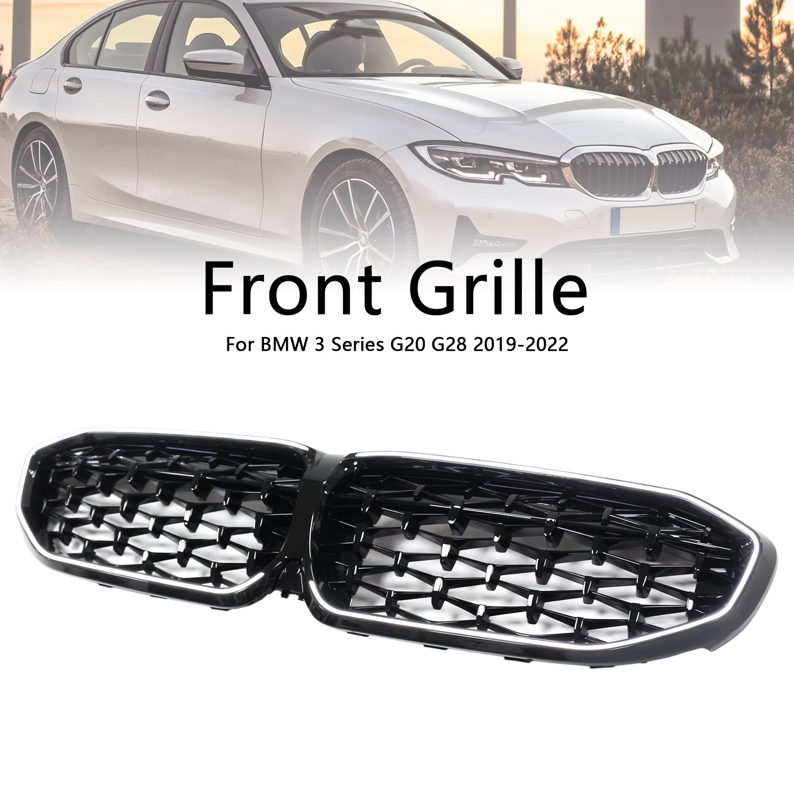 Black Diamond Kidney Grille Grill 51138072085 Fit BMW 3 Series G20 2019-2022