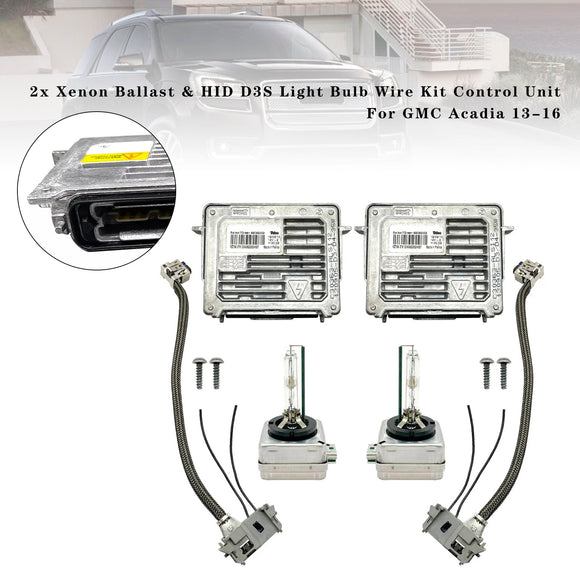 2x Xenon Ballast &amp; HID D3S Light Bulb Wire Kit Control Unit For GMC Acadia 2013-2016