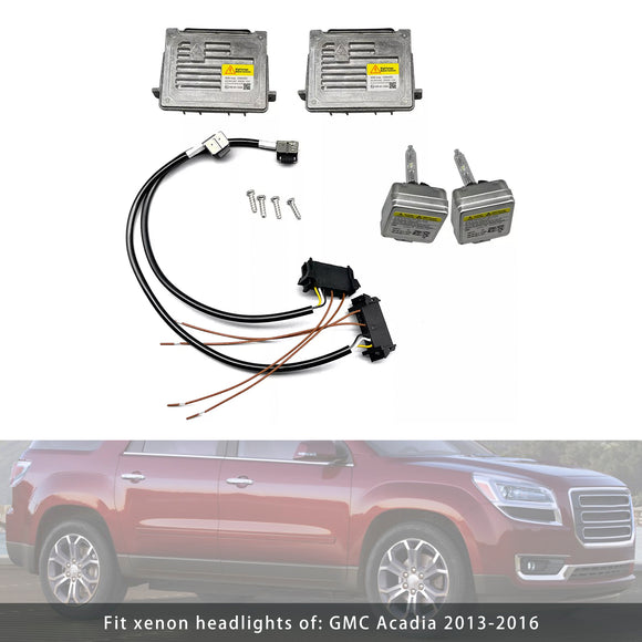 2x Xenon Ballast &amp; HID D3S Light Bulb Wire Kit Control Unit For GMC Acadia 2013-2016