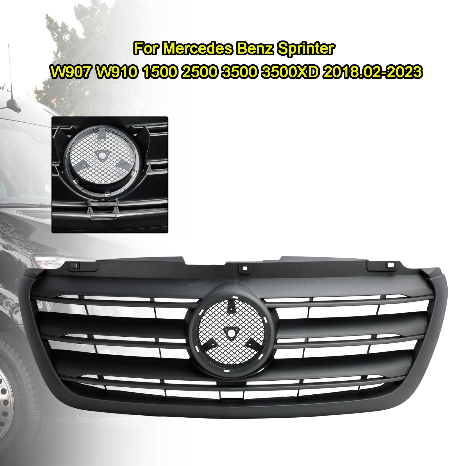 2019-2022 Mercedes Benz Sprinter W907 W910 1500 2500 3500 3500XD Grill Front Bumper Grille