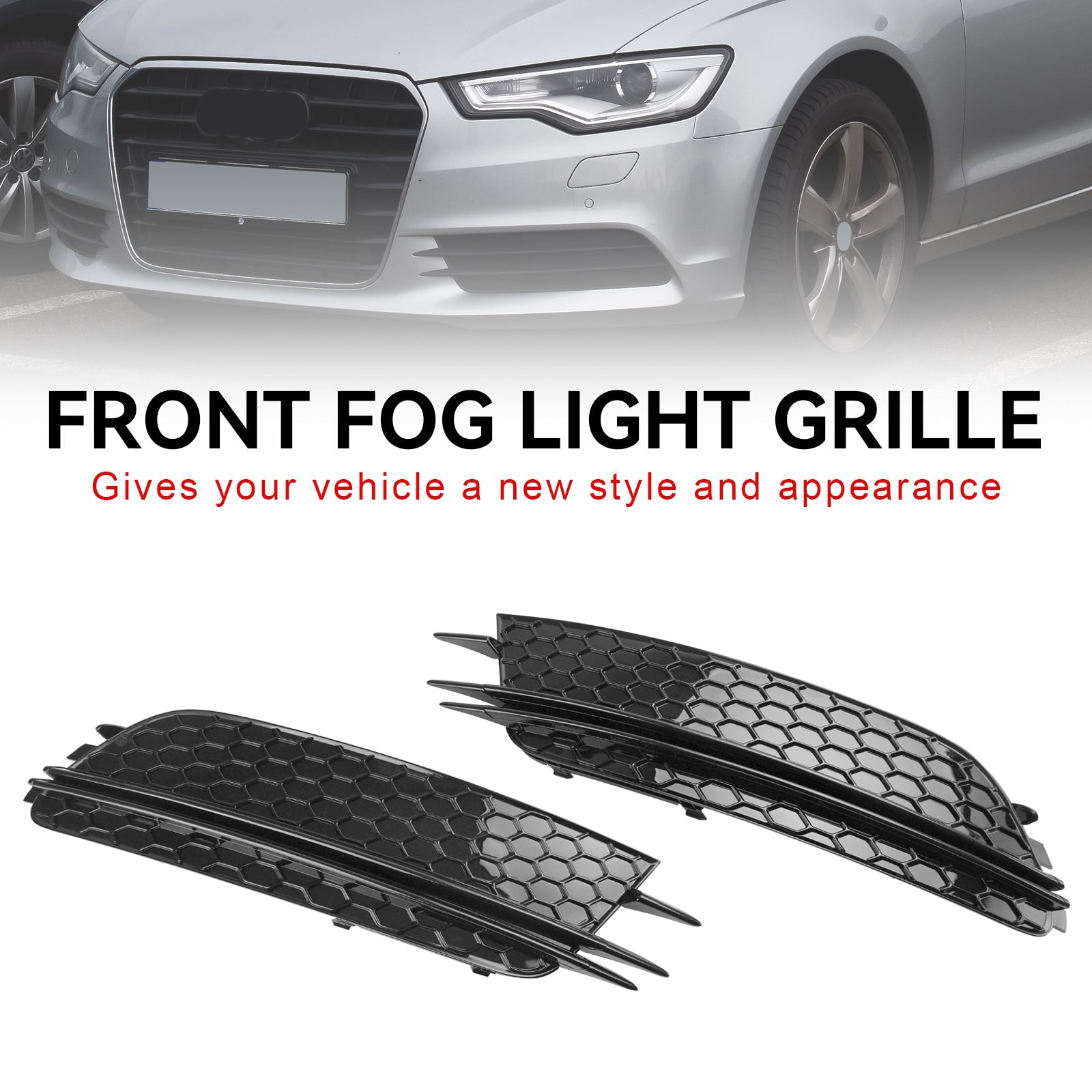 Audi 2012-2015 A6 4G C7 Sedan/Avant Standard Version 2PCS Front Fog Light Cover Bezel Grille