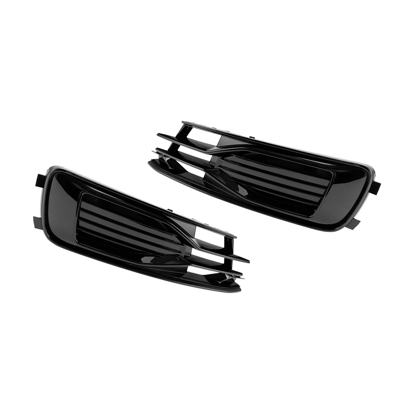 Audi 2014-2018 A6 C7 4G0807647T94 4G0807648T94 2PCS Front Bumper Foglight Cover Grill Grille Black