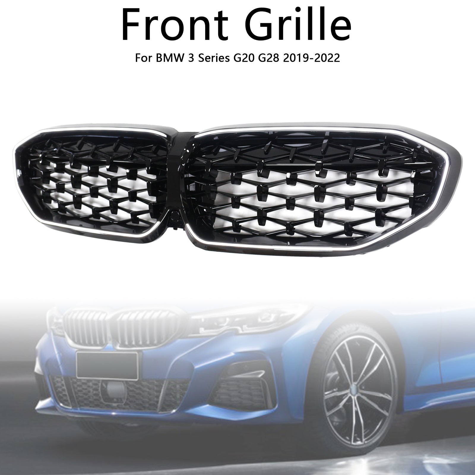 Black Diamond Kidney Grille Grill 51138072085 Fit BMW 3 Series G20 2019-2022