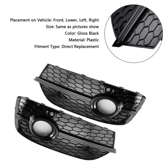 Cubiertas de luz antiniebla delantera estilo panal RSQ3 para Audi Q3 2013-2015 negro brillante