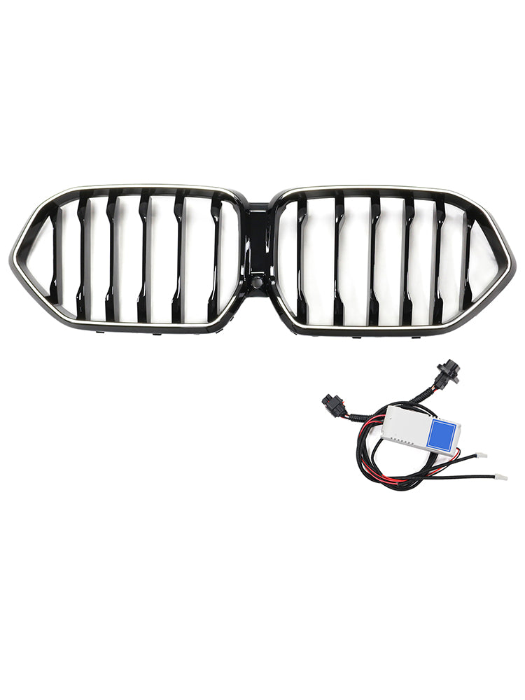 Black Front Bumper Grille Grill Fit BMW X6 G06 M50i 2020-2022 W/Camera Hole